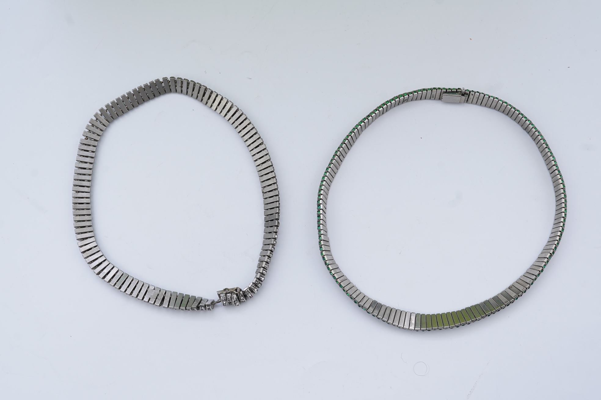 Two Art Deco paste necklaces, mid 20th century